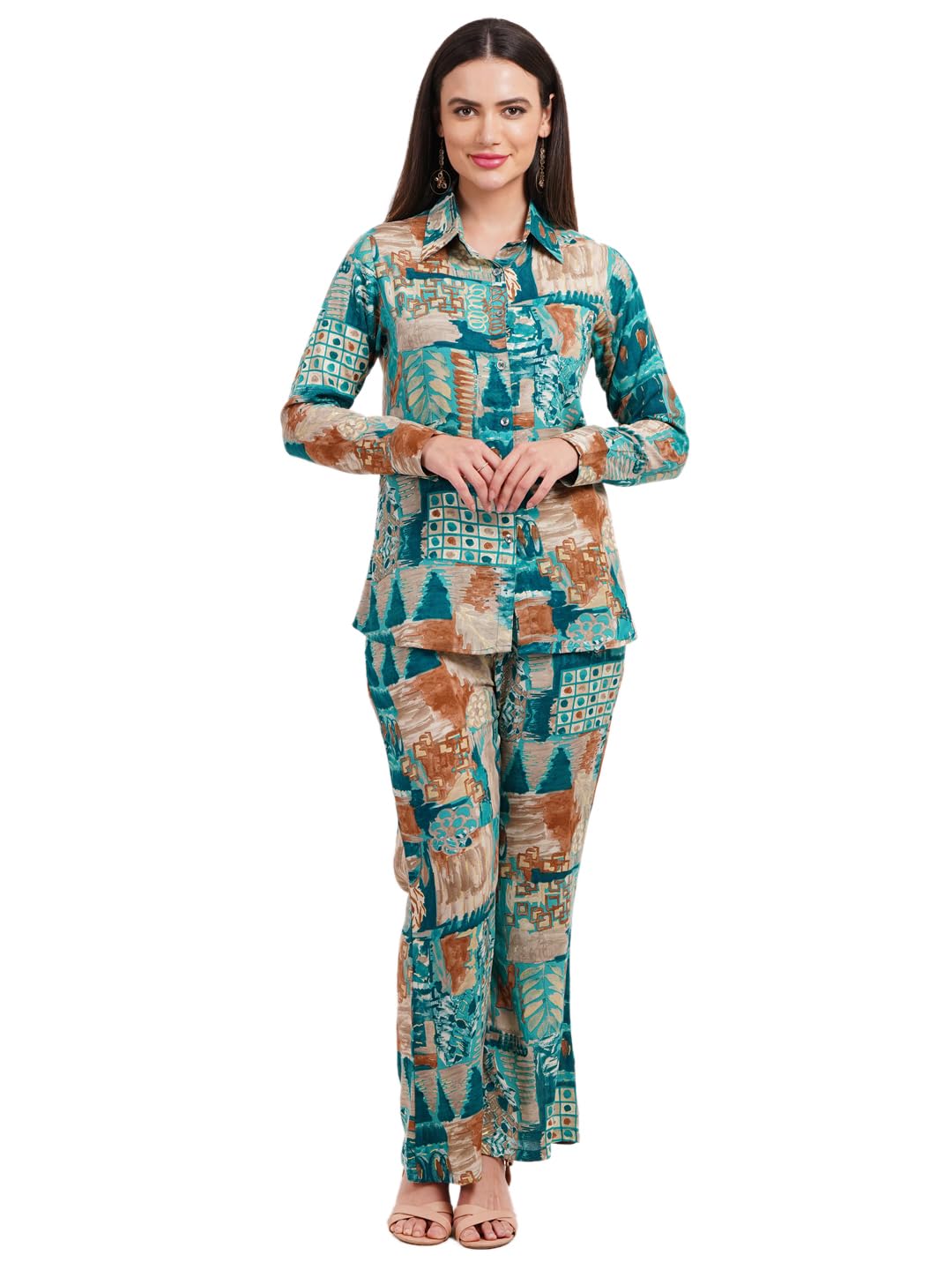 fims - fashion is my style Women Multicolor Rayon Abstract Printed Shirt with Palazzo Co Ord Set-picture-41
