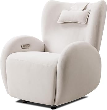 EONIX Stylish Power Glider Rocker Recliner Chair, Dual Motor Independently Controlled Footrest and Backrest, Detachable Headrest, Lazy Boy Recliner Chair for Living Room, SXXY010041, Cream White