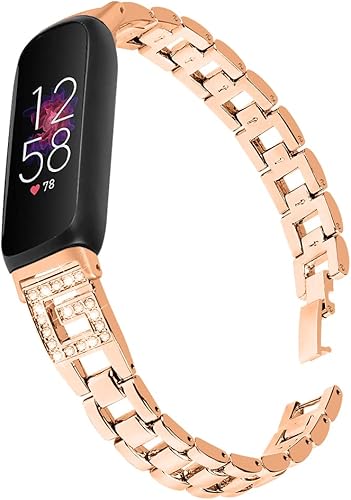 Miniatura 1 de Compatible con Fitbit Inspire 3 Smartwatch Correa de metal ajustable con diamantes de imitación de cristal para Inspire 3 para mujer