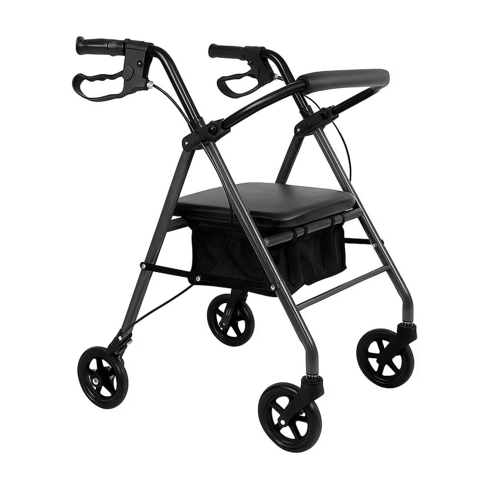 BTtime 歩行器 シルバーカー 手押し車 四輪歩行車 介護用品 ブレーキロック機能付き 買い物カゴ付き 座れる 折り畳み 耐荷重200KG 超軽量 歩行補助 大容量 おしゃれ 室内 屋外 高齢者用 (ブラック)