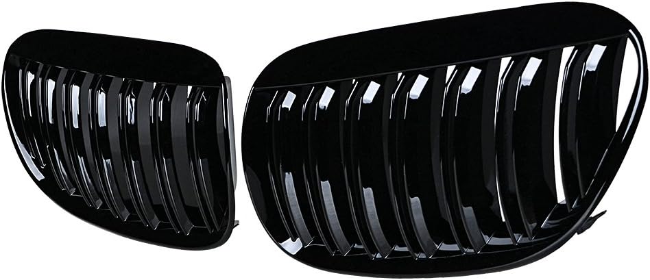 2pcs Glossy Black Front Hood Kidney Grille Grill Compatible with 04-10 E63 E64 6-Series 2DR Models