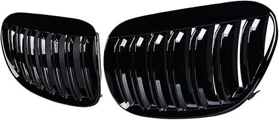 Astra Depot Glossy Black Kidney Grille Double Line for BMW E63 E64 6 Series