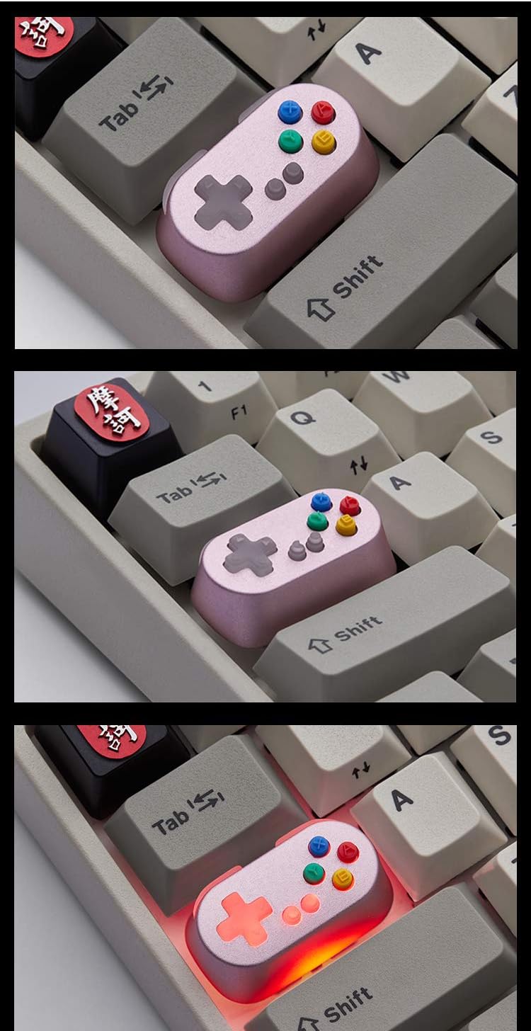 KPREPUBLIC Holyoops Gamepad Controller Capslock Artisan Keycap CNC Anodized Aluminum Compatible Cherry MX switches White Pink Cyan Yellow (GP Capslock Pink x1) image 3