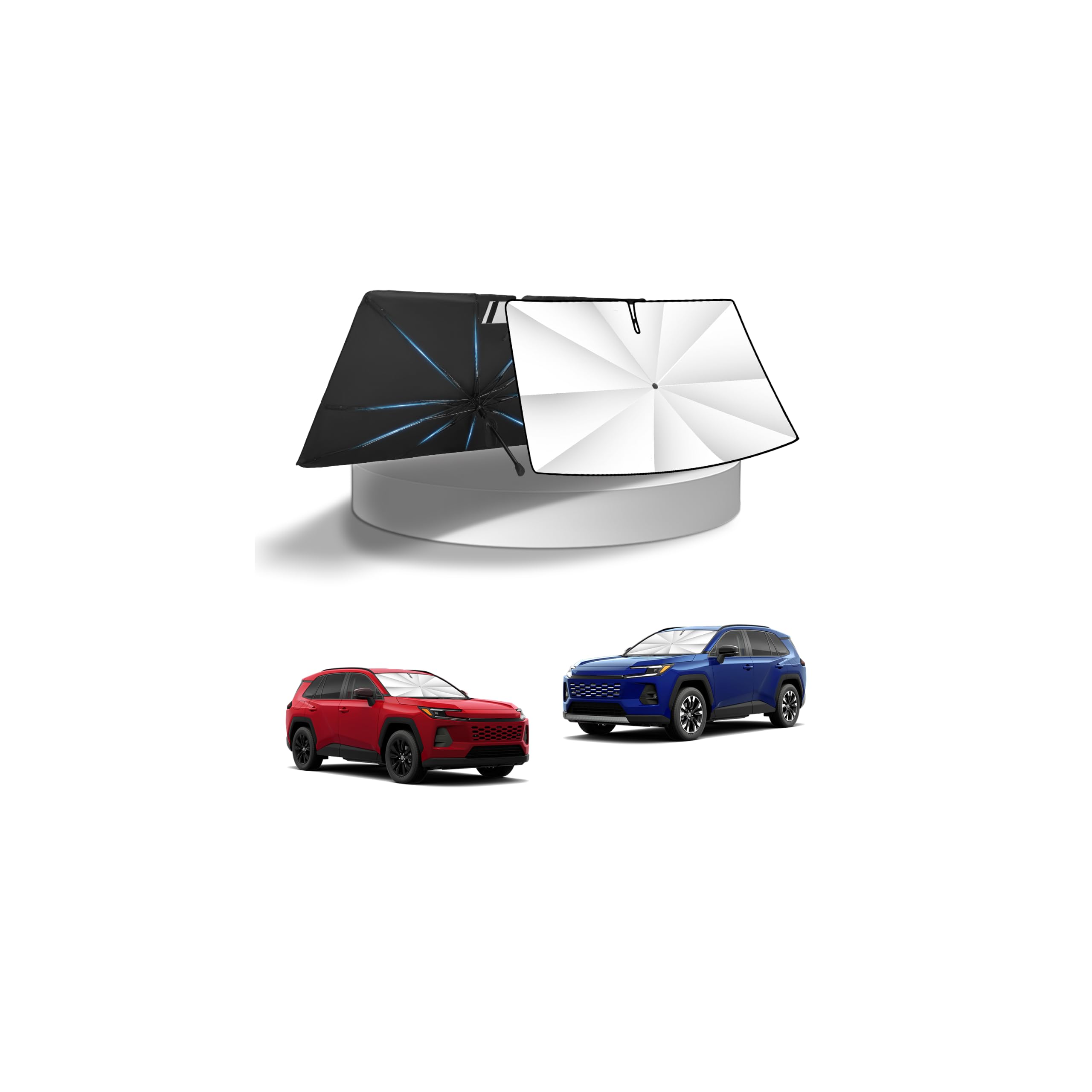 KUST Windshield Sun Shade Umbrella for 【2018-2026 VW Volkswagen Atlas/Atlas Cross Sport】 | Custom Fit Windshield Sunshade | Foldable Sunshade with Bendable Handle | Blocks Heat &amp; UV Rays