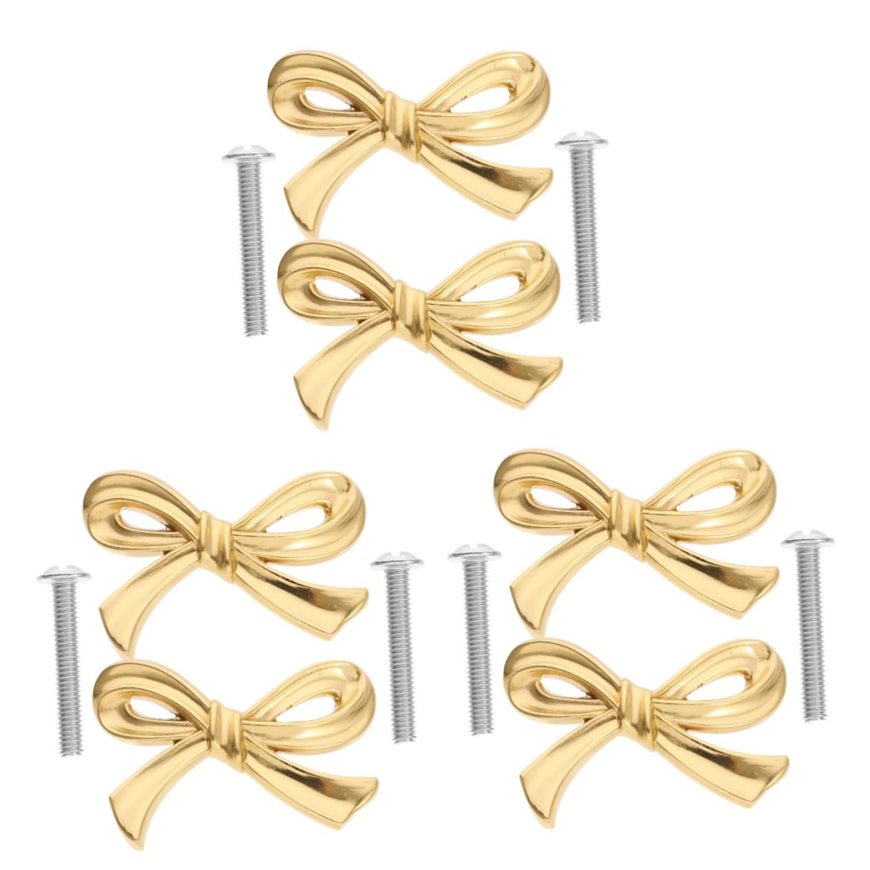 Hemobllo Bowknot Cabinet Knobs 6 Pcs Brass Drawer Pull Handles for Dressers Cupboards with Screws Easy Installation Decorative Furniture Knobs