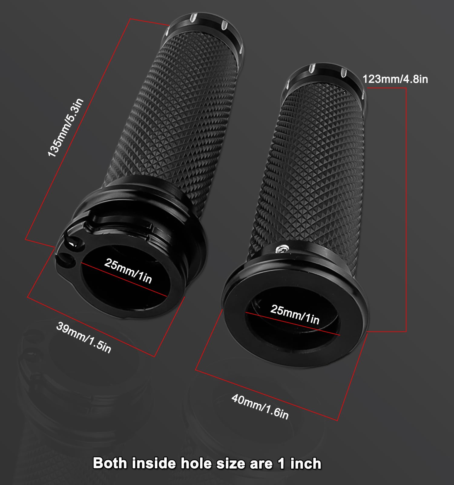 1-1/4" (25mm) Black Rubber Hand Grips For Harley Handlebars – Twin Cable Throttle Fit
