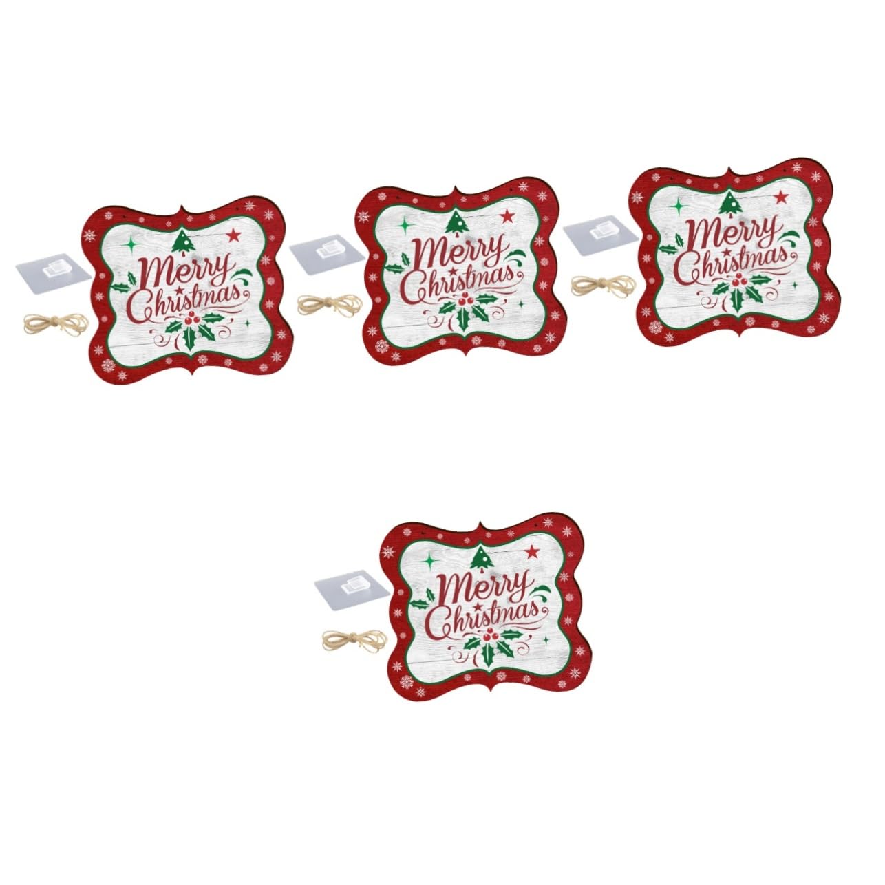 Zerodeko 4 Juegos Letrero De Puerta Colgante Guirnalda Exterior Árbol Decoraciones Pre Navidad Inflable Copla Frente Hogar Decoración Ornamento Home Decoracion De Madera Rojo