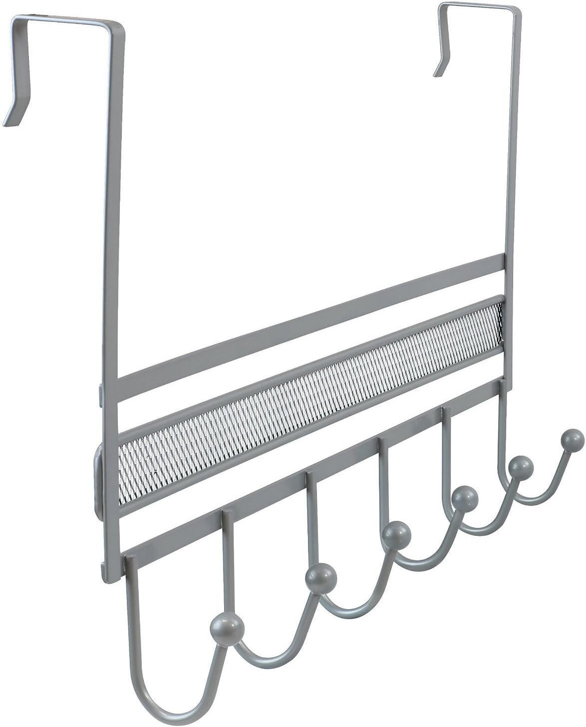 Deco Brothers Over The Door Hook Organizer with 6 Hooks, Silver
