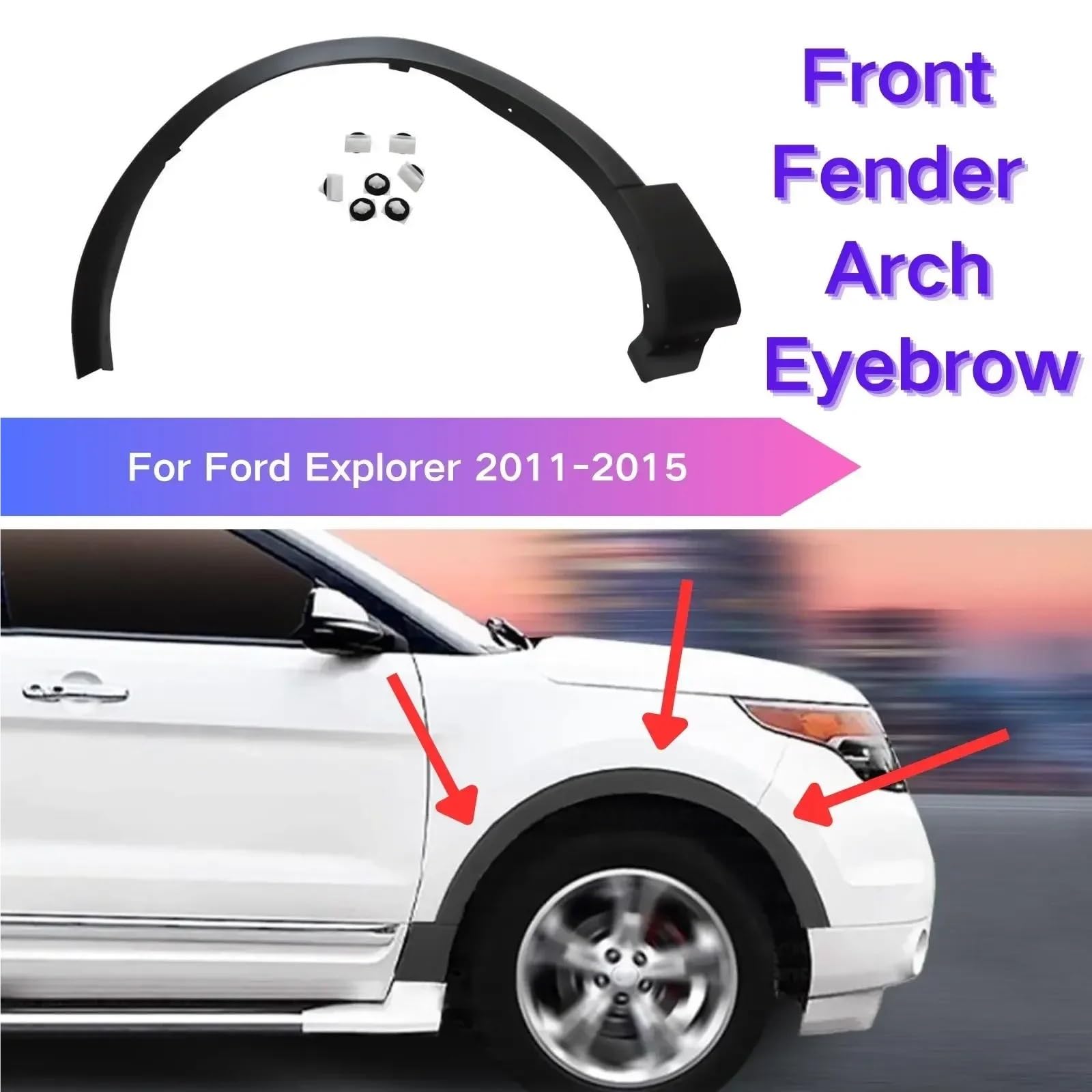 Samochodowe błotniki Pasuje do Ford Explorer 2011-2015 akcesoria samochodowe nadkole tapicerka łuk brwi przednia listwa(Right)