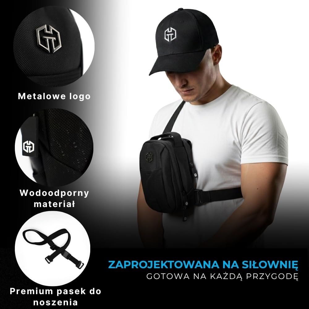Magnetyczna torba sportowa do studia fitness – kompaktowa torba na ramię z silnym magnesem – torba na telefon komórkowy i wartościowe przedmioty – odporna na działanie wody z paskiem na ramię