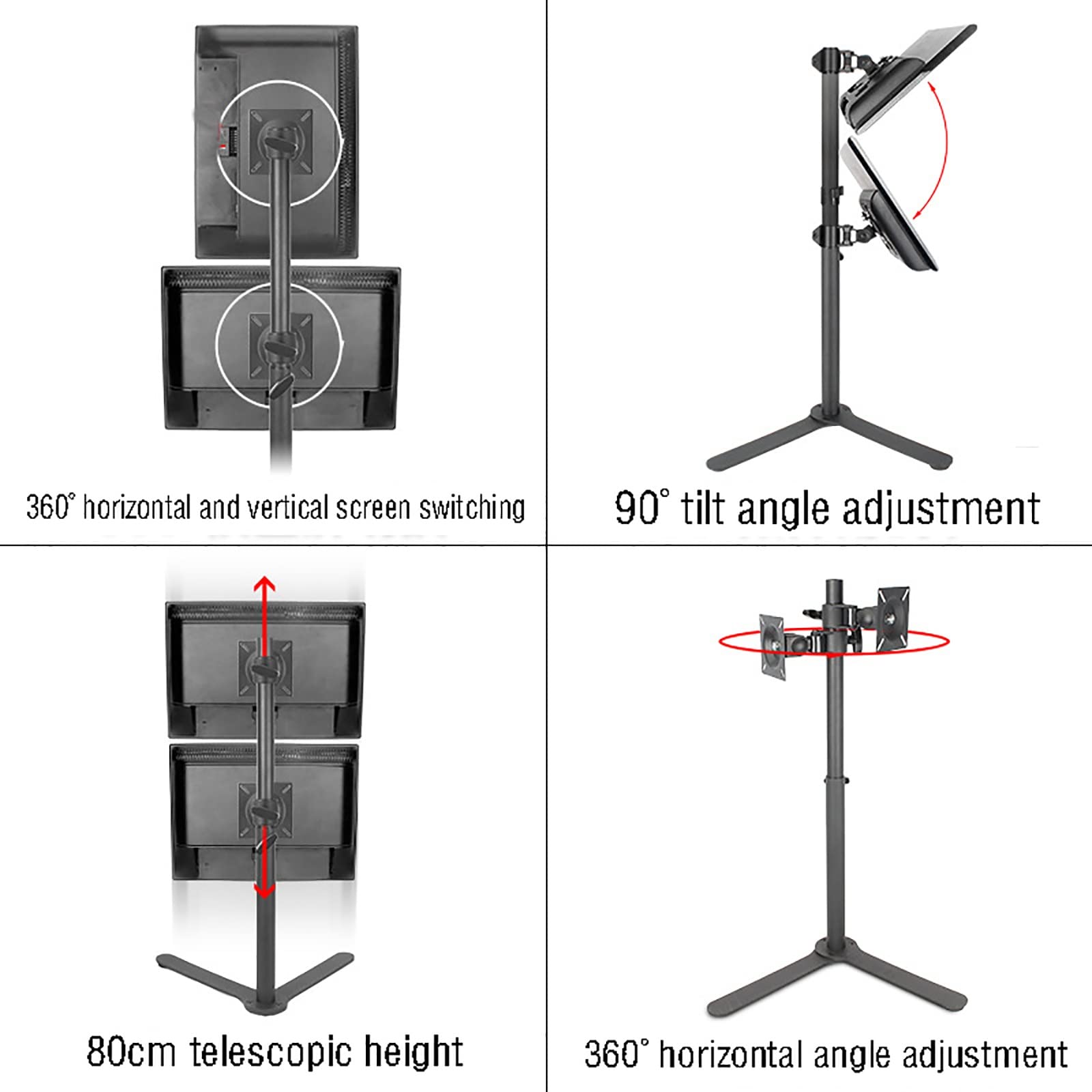 Supporto per Doppio Monitor, Supporto da Scrivania Autoportante per Monitor LCD da 12 A 27 Pollici, Supporta Due Schermi Fino A 8 Kg/17,6 Libbre