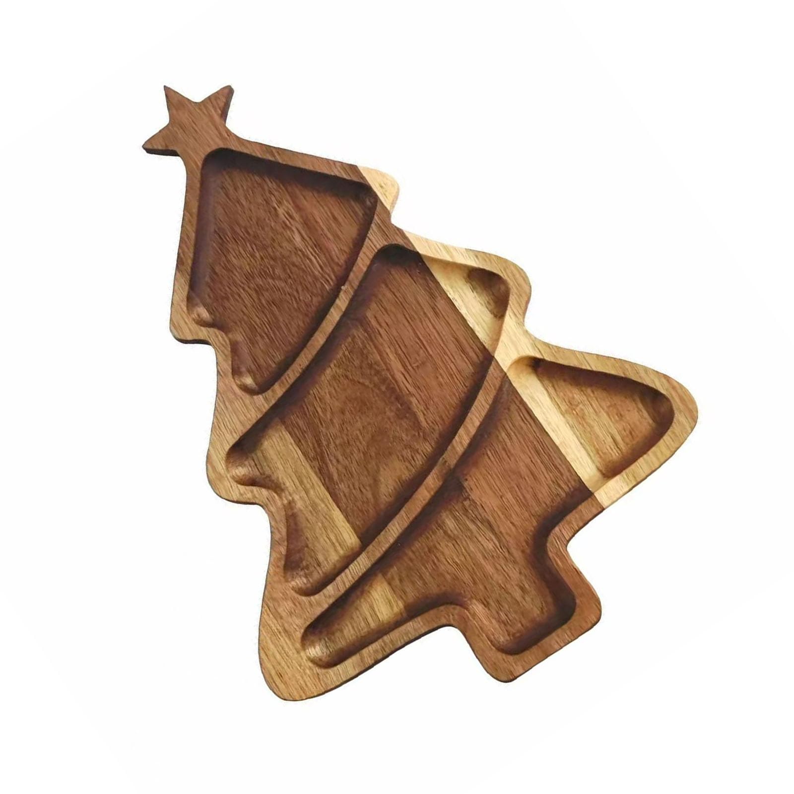 Christmas Tree Wood Serving Holiday Party Decoration Multifunctional Tray for Desserts Display Natural Wood Holiday Tray