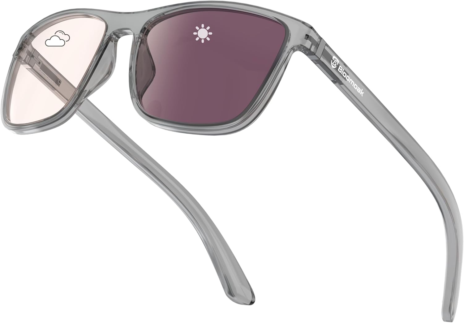 Bloomoak Rose Tinted Photochromic for Indoor/Outdoor UV 400/Migraine Relief Glasses for Fluorescent LED Glare/Photophobia