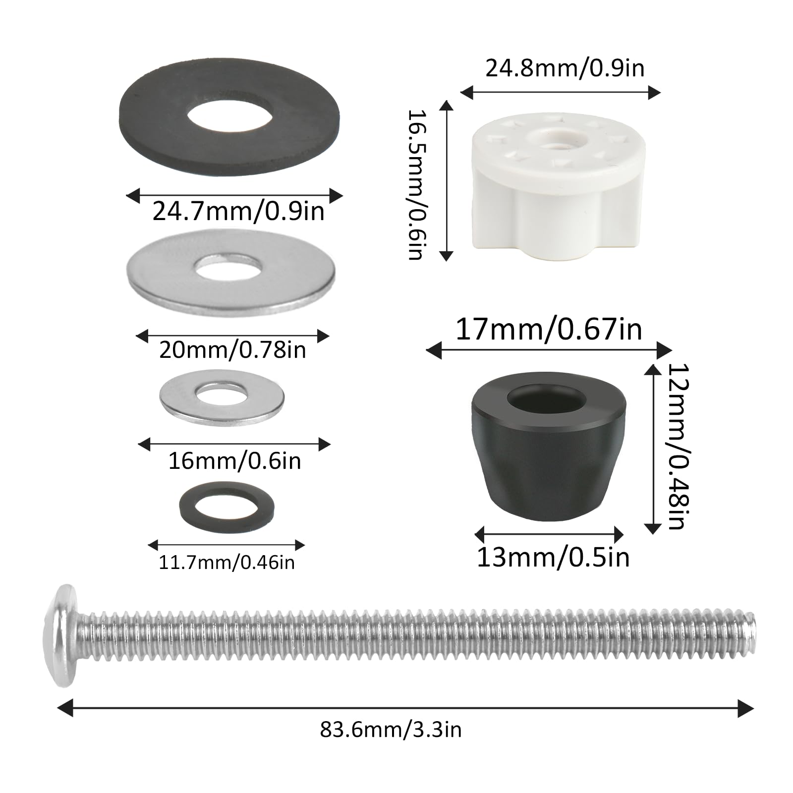 2Pcs Universal Toilet Seat Bolt and Screw Set, Heavy Duty Toilet Seat