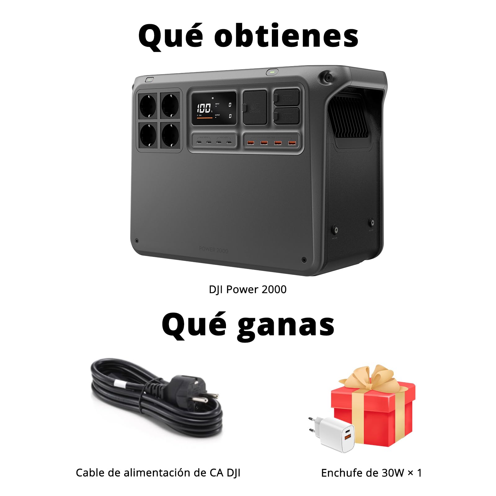 Estación de energía portátil DJI Power 2000 Bundle, Batería LFP de 2048 Wh, Salida estable de 3000 W, Recarga del 0% al 80% en 45 min, Generador eléctrico para el camping y autocaravanas | Tamaño compacto, Salida estable de 3000 W, Recarga rápida, Generad