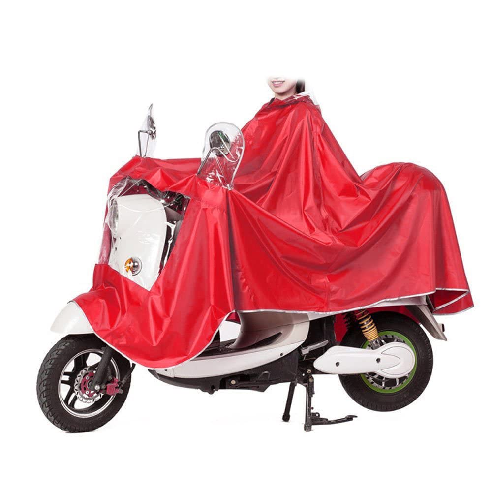 AllExtreme EX668RR Rain Coat Water Resistant Nylon PVC Hooded Full Body Raincoat Suit Motorcycle and Scooter Waterproof Poncho Jacket for Adults (Red)