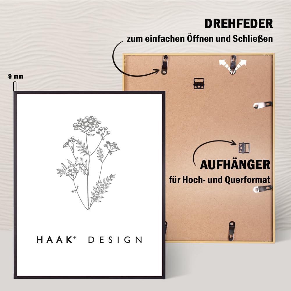 Haak HaakDesign schmaler Bilderrahmen Alena Aluminium Alubilderrahmen 80 x 120 cm Schwarz (matt) Fotorahmen, Geschenkidee