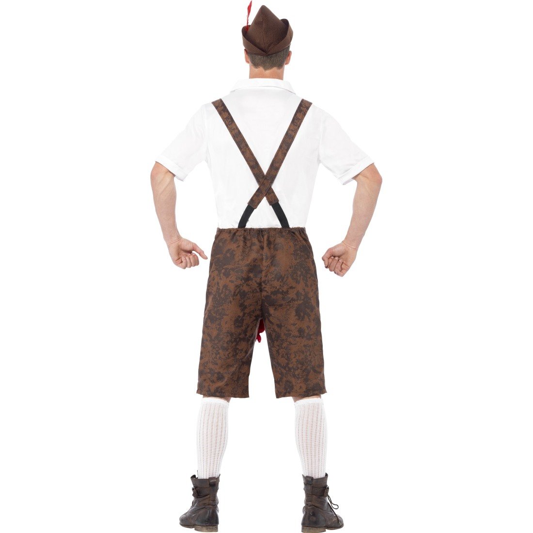 Oktoberfest kostuum voor mannen, traditionele broek, originele Beierse klederdrachtbroek voor heren met borduurwerk (zwart/bruin) klederdrachthemd (rood/groen/zwart), Oktoberfest herenoutfit