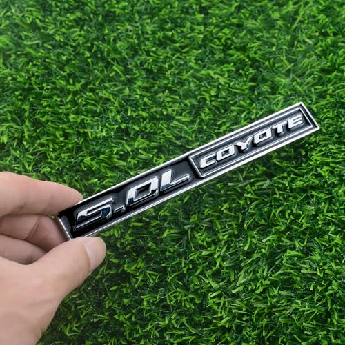 Image of 2 Pcs 5.0L Coyote Emblems 3D Badge V8 Decal Engine Trunk Sticker Nameplate Letter Fit for Mustang & 150 (Black)