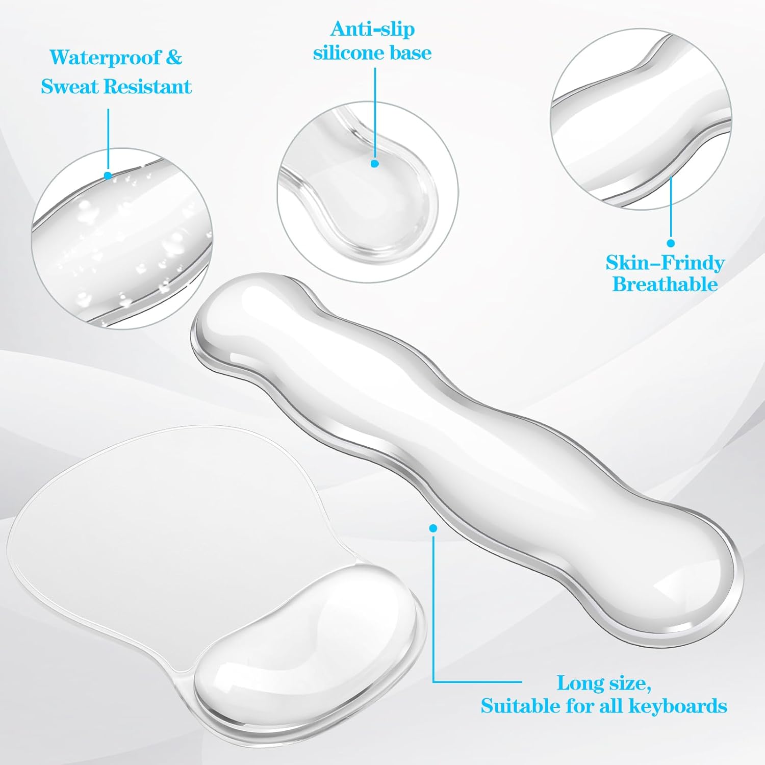 Gel Keyboard & Mouse Wrist Rest Set, Ergonomic Keyboard and Mouse Pad with Wrist Support Typing Pain Relief，Suitable for Office/Computer/Laptop/Gaming（White Set ）