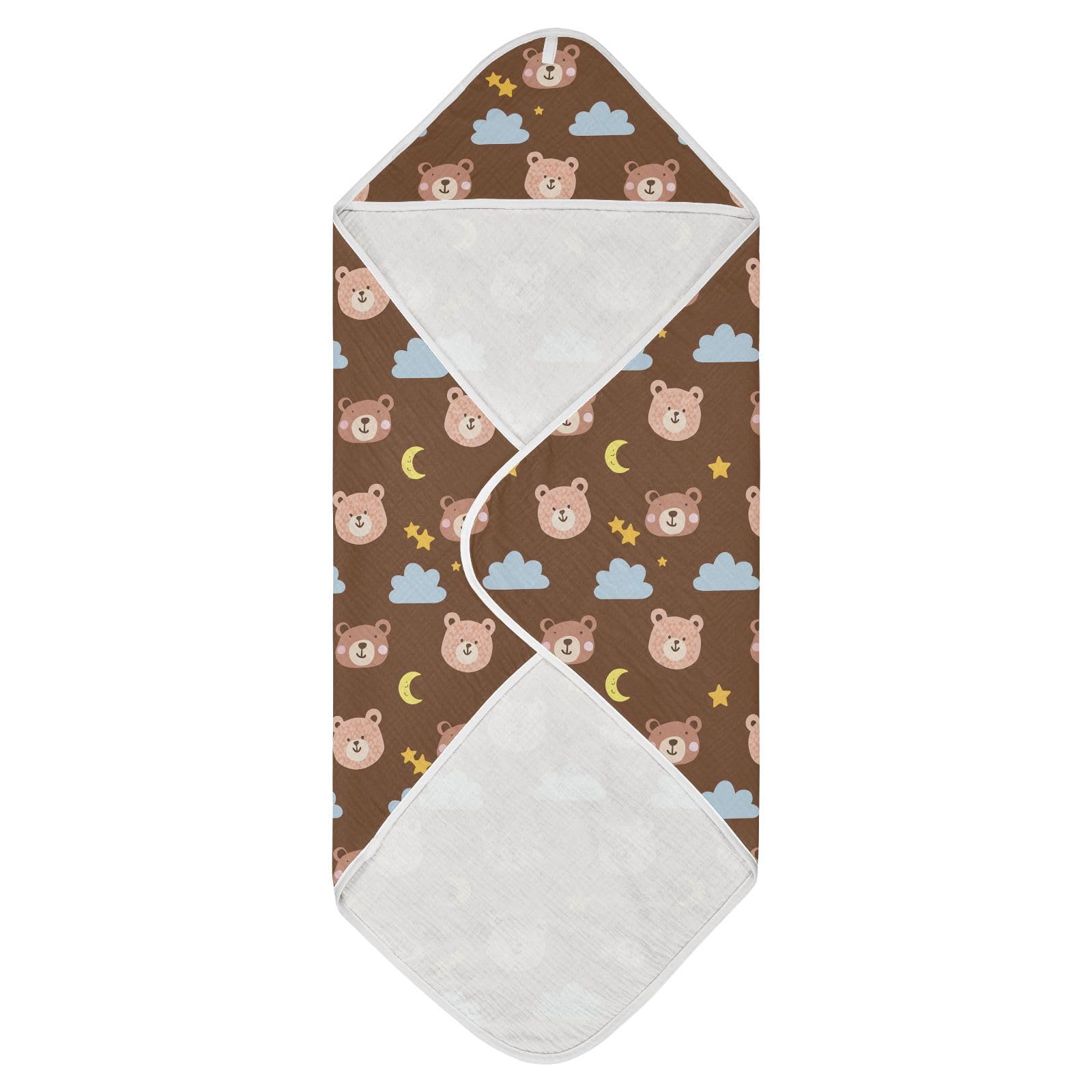 Msyxl Bear Faces Hooded Towel - Ultra Soft & Absorbent Muslin Cotton Bath Towel for Babies, Toddlers, Newborn - Boys & Girls Essential 35
