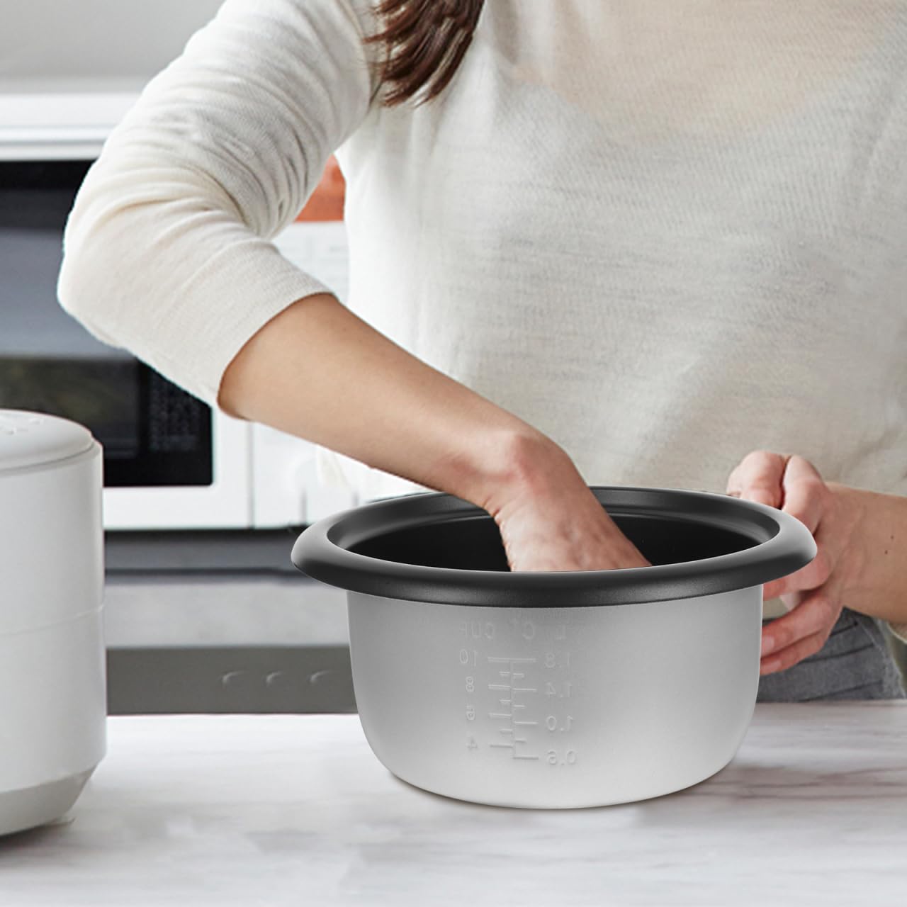 Amosfun Pot IntéRieur Cuiseur À Riz AntiadhéSif En Alliage D'Aluminium 10.55 Pouces De DiamèTre Remplacement Polyvalent Pour Cuiseur De Riz Maison HôTel Dortoir