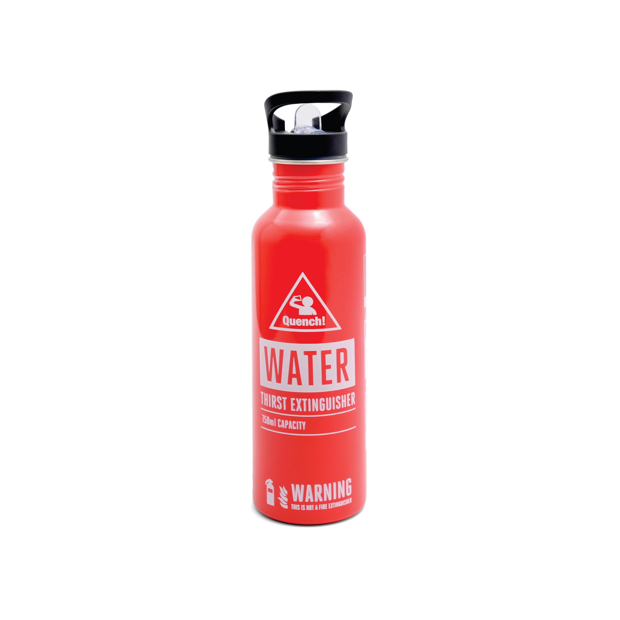 Gentlemen's Hardware Fire Extinguisher Stainless Steel Water Bottle with Straw and Lid, 750ml, Quench Thirst