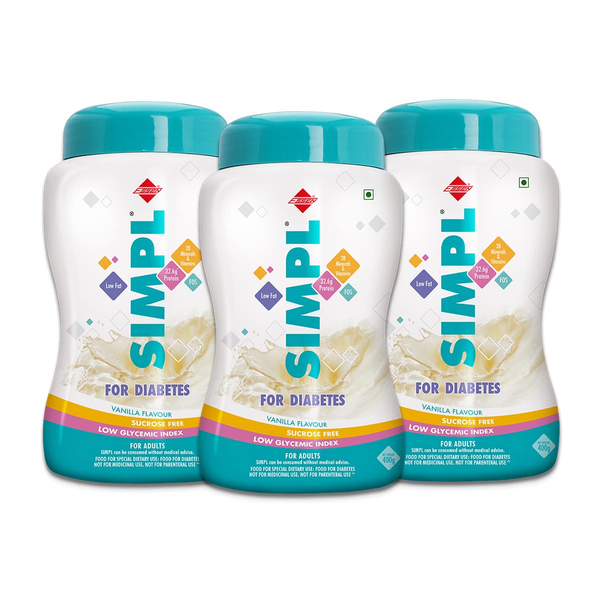 Essen Simpl - Low Calorie Nutritional Powder For Diabetics - Helps Control Blood Sugar Levels - 400g- Pack of 3