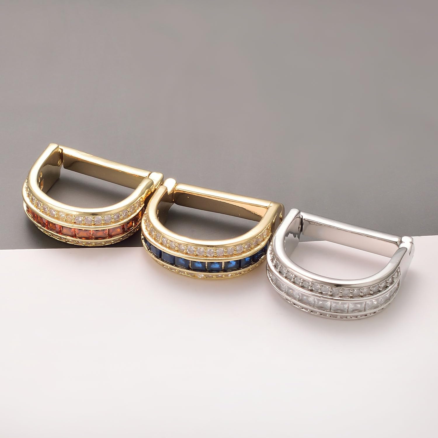 Silver Gold Tie Ring for Men Cubic Zirconia Tie Clip Clasp Business Wedding Suit Jewellery Gift