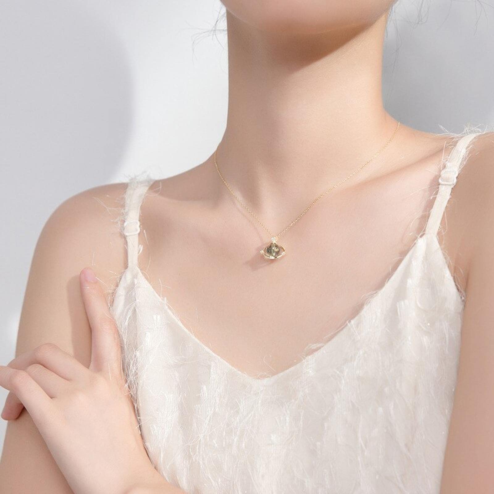 Collar con Colgante De Planeta De Cristal Azul A La Moda para Mujer, Collar De Cadena De Eslabones De Plata De Ley 925, Joyería Fina