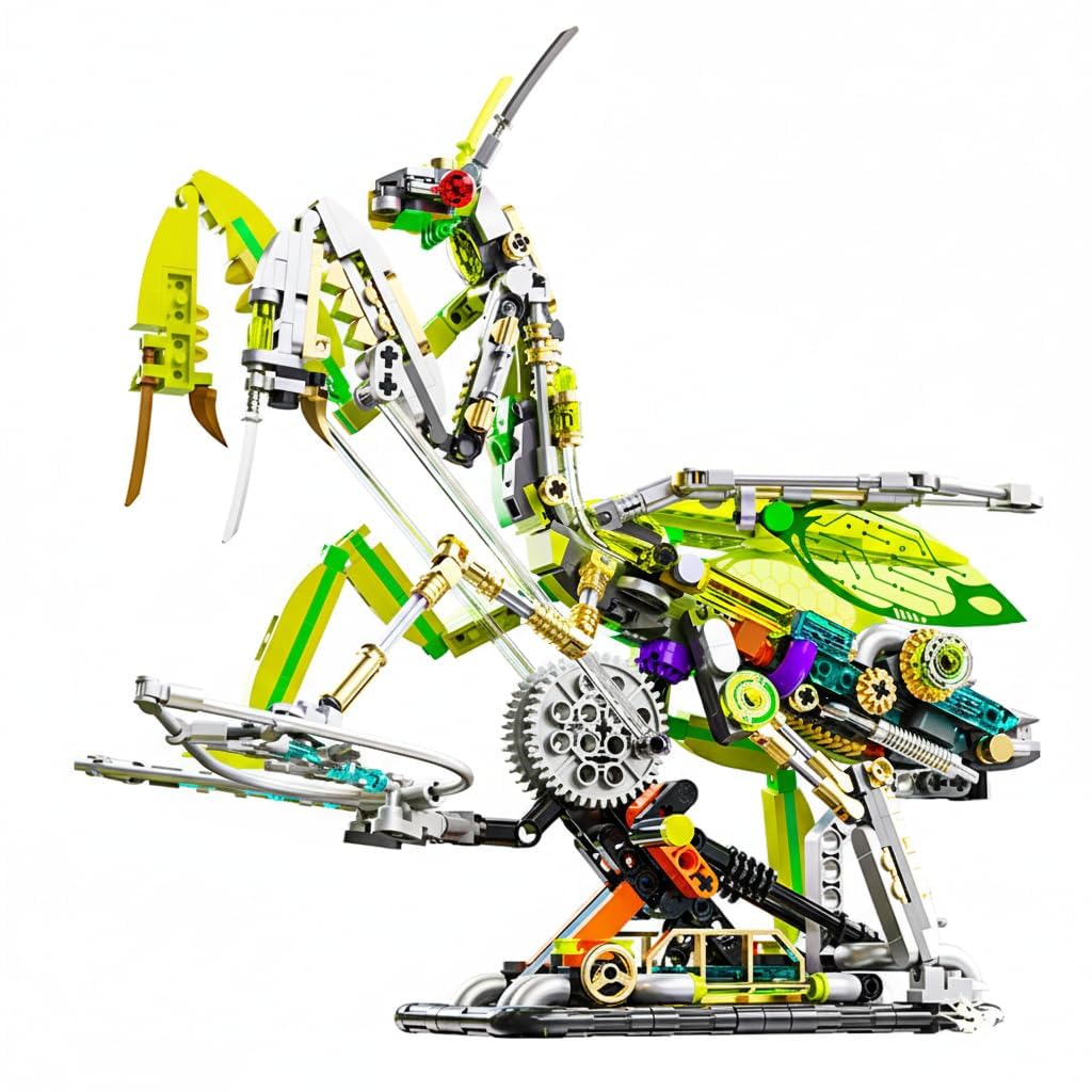 SKY LINE OCEAN Mechanical Mantis Building Set – 999+ PCS Light-Up Insect Model Kit, Articulated STEM Animal Construction Toy, Display Collectible Gift for Kids Teens & Adults-image-42