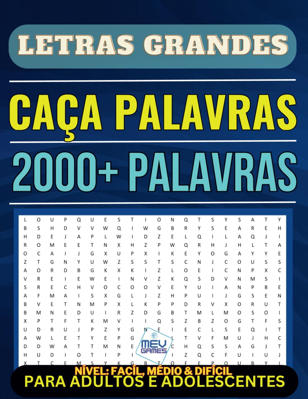 Caça Palavras: Portuguese Puzzle Game – Letras Grandes | Livro em português com 100 Jogos & + de 2000 palavras | MEV Games