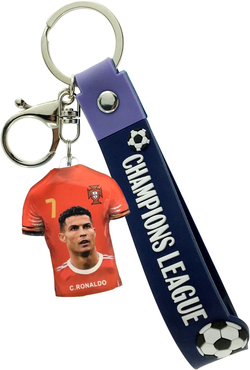 Ezb Red Cristiano Ronaldo Football Keyring | Double Sided Metal Keychain | Legend Inspi Football Gift For Fans | Collectible Soccer Bag Charm | Team Portugal