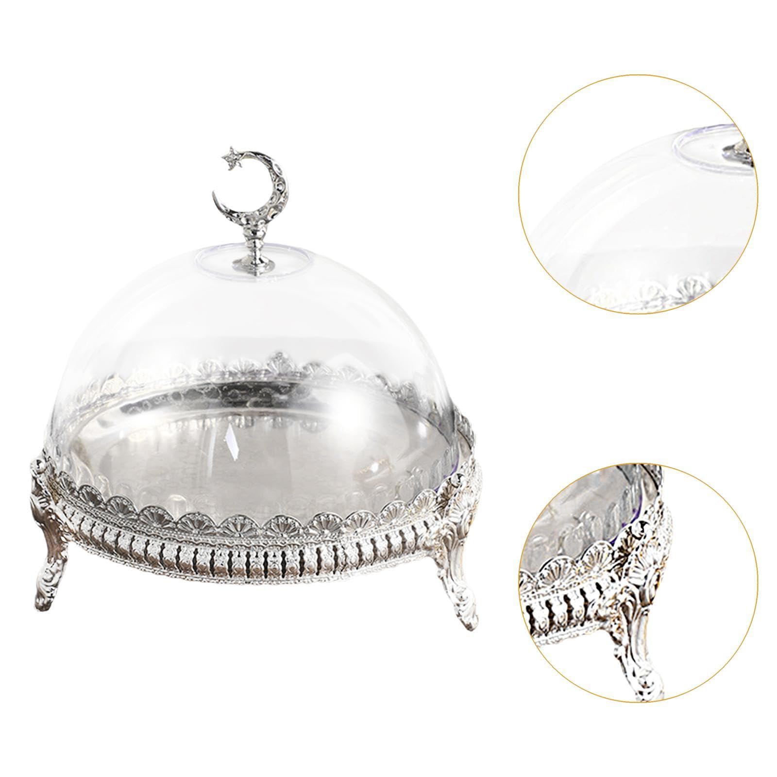 Elegante Expositor de Tartas con Tapa Transparente para Fiestas, Plata, Individual