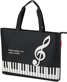 [Mignon] ピアノ Piano line 雨の日もOK 撥水トートバッグ ファスナー付き レッスンバック 楽譜入れ （ト音記号）