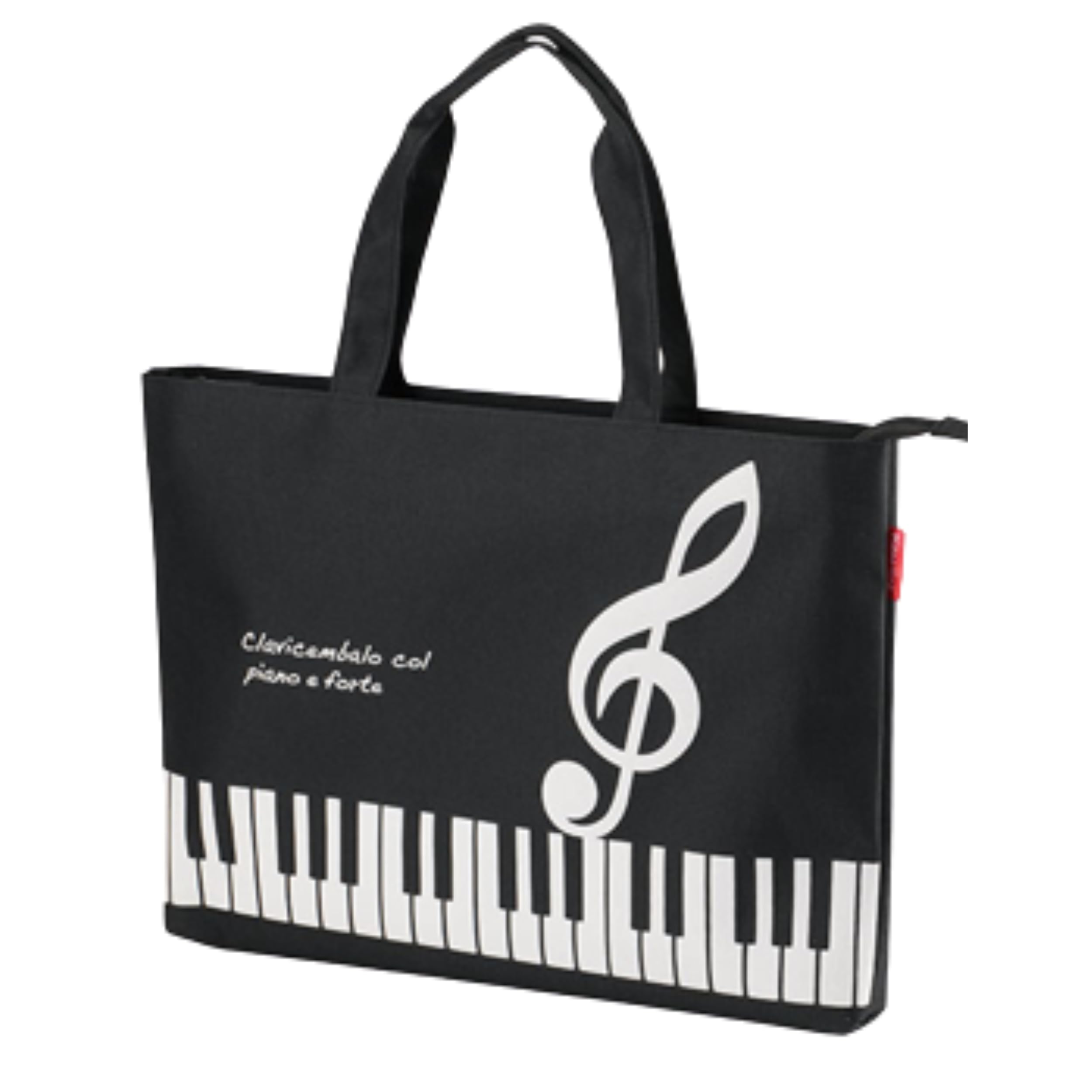 [Mignon] ピアノ Piano line 雨の日もOK 撥水トートバッグ ファスナー付き レッスンバック 楽譜入れ （ト音記号）