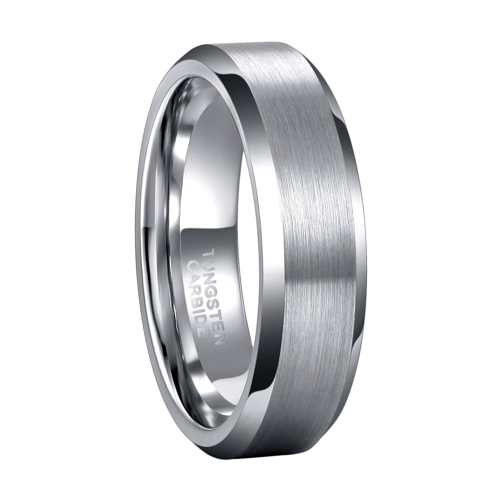 Alliance tungstène brossé argent 6mm la bague de mariage anti rayures - 3