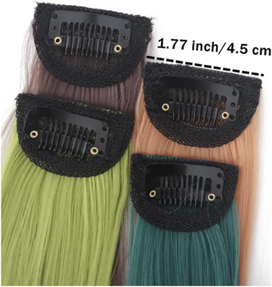 One Piece Clip In Hair Extension Highlights Streaks 25g - 40g (2, Blue - 20 Grams) - Image 2