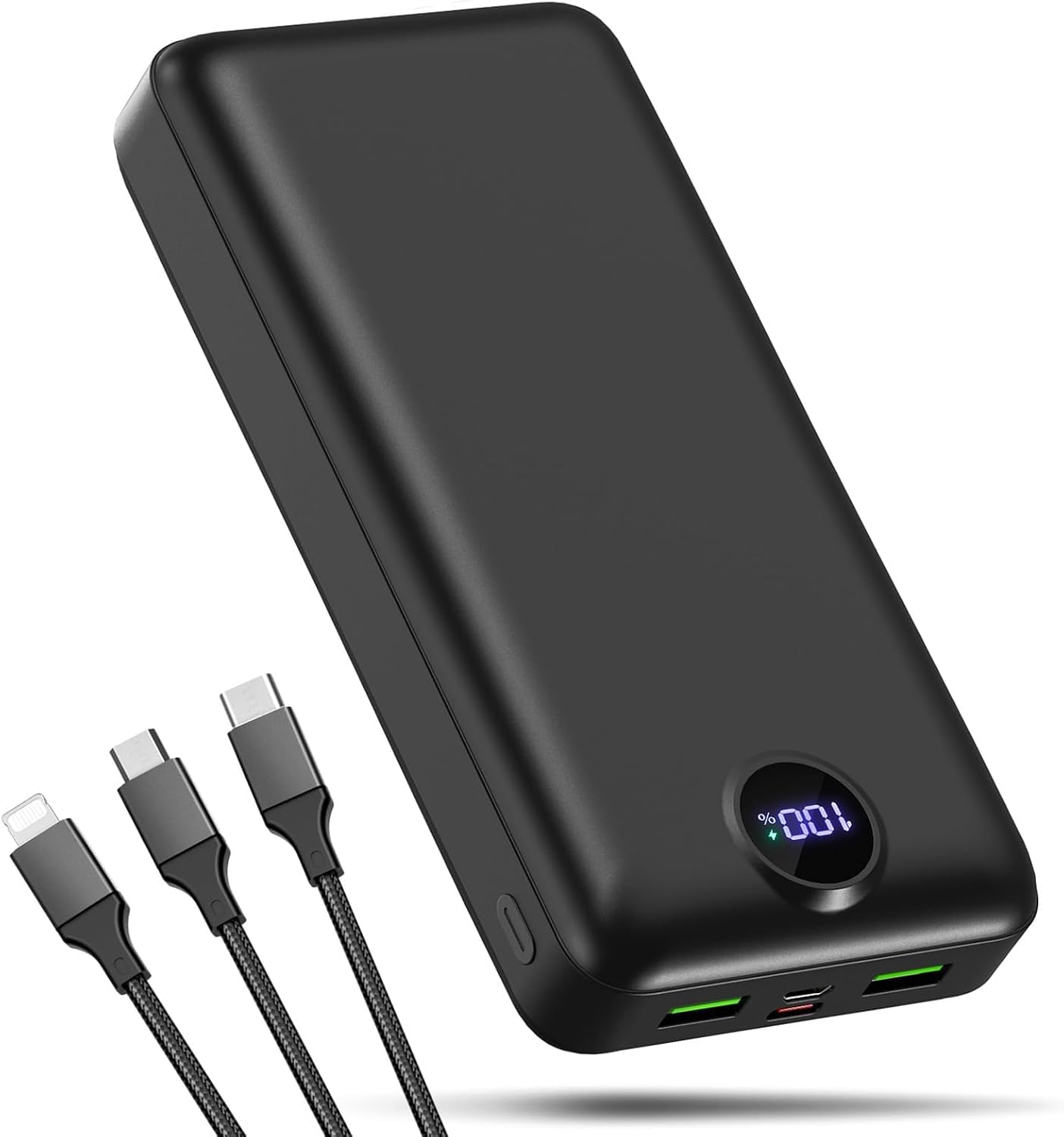PDBEST PowerBank 50000mAh Große Kapazität, 3 in 1 Ladekabel 22,5W Externer Akku Schnelles Aufladen USB-C 3 Ausgänge und 2 Eingänge Power Bank LED Display Kompatibel mit iPhone Tablete Android usw