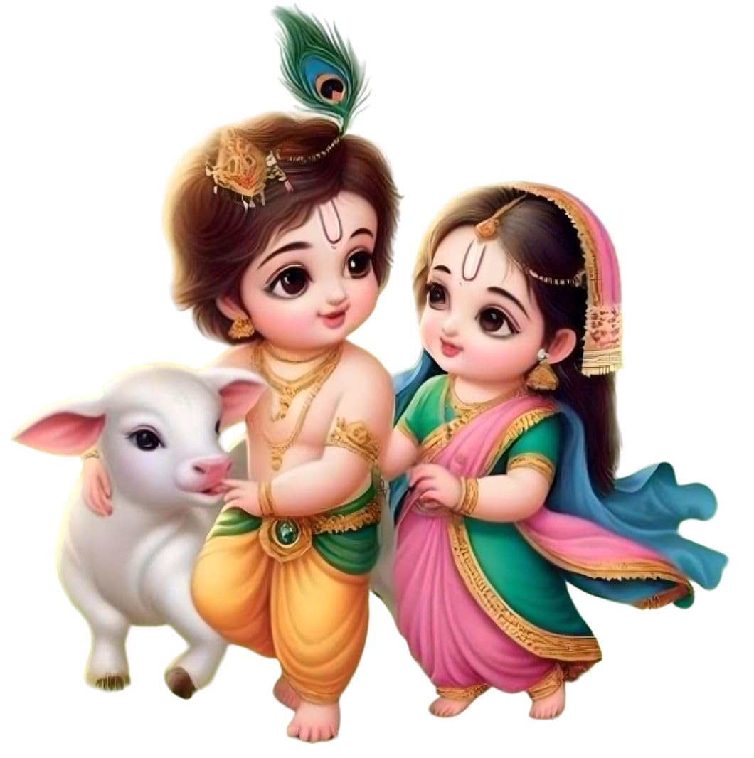 Ruhi Decor Baby Cute Bal Gopal Krishna and Radha with Cow Sticker PVC Stickers Waterproof Laminated Wall Stylish for Living Room (B0D7MLYHJ5) Amazon Price History, Amazon Price Tracker