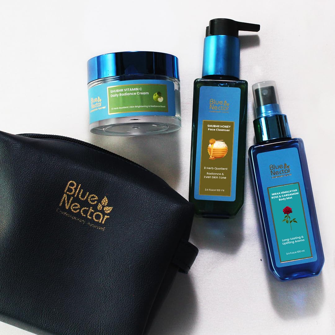 Blue Nectar Essentials Gift for Him | Plant Based Actives : Aloe Vera Honey Face Wash, Rose Body Mist & Natural Vitamin C Face Cream | Set of 3 | Men Gift Set for Anniversary & Birthday-image-35