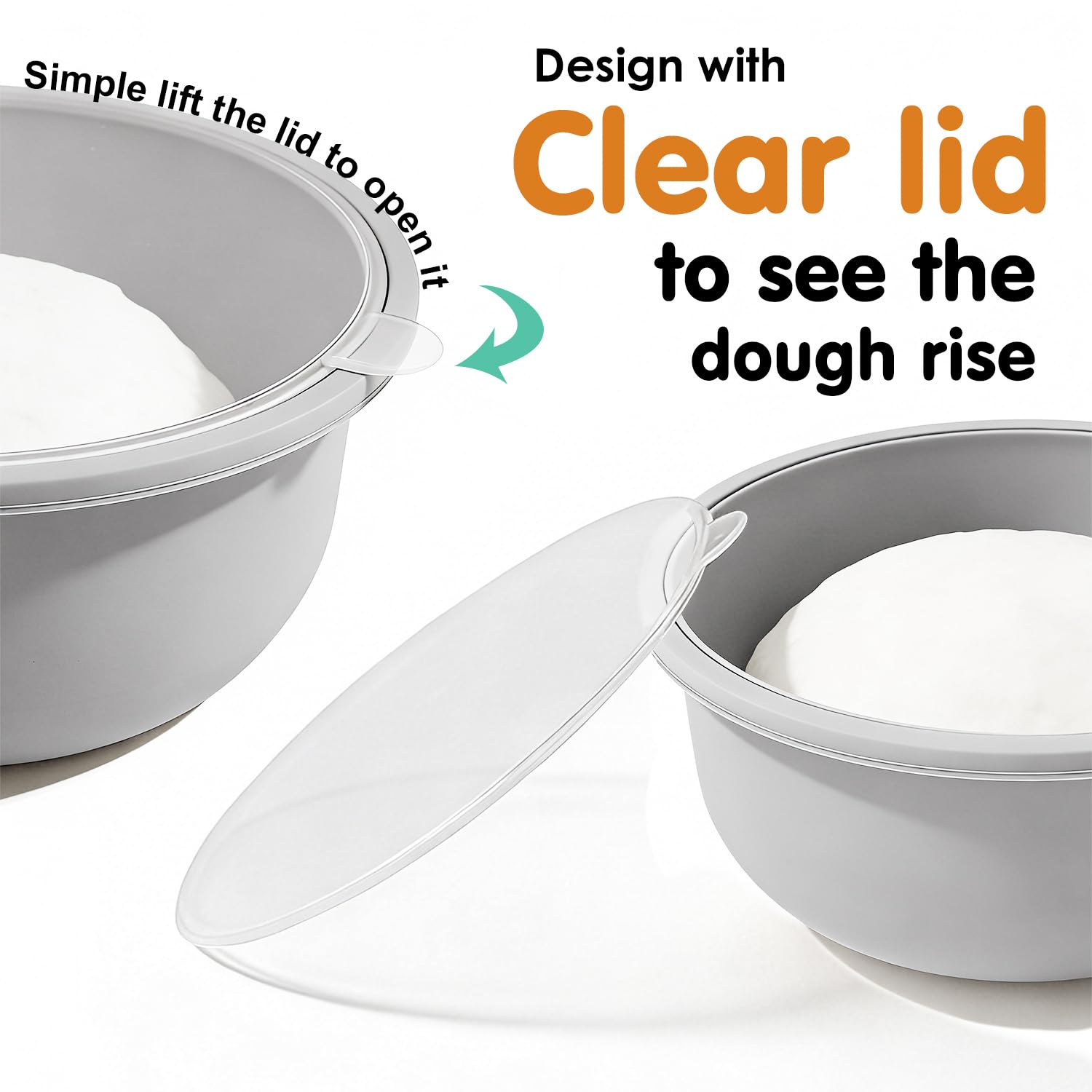 3 contenitori impilabili in silicone per pasta per pizza e pizza, con coperchio, scatola per prove di pasta per pizza da 700 ml (grigio)