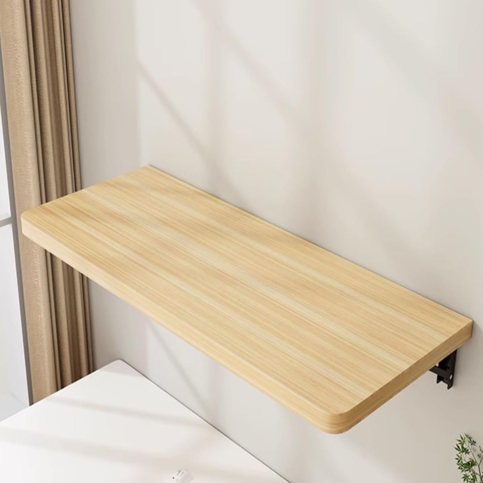 LWJSOCP Wall Mounted Folding Desk SpaceSaving Foldable Table for Home Office Kitchen Dining Raw Wood Workbench (100x40cm) Perfect for Small Spaces