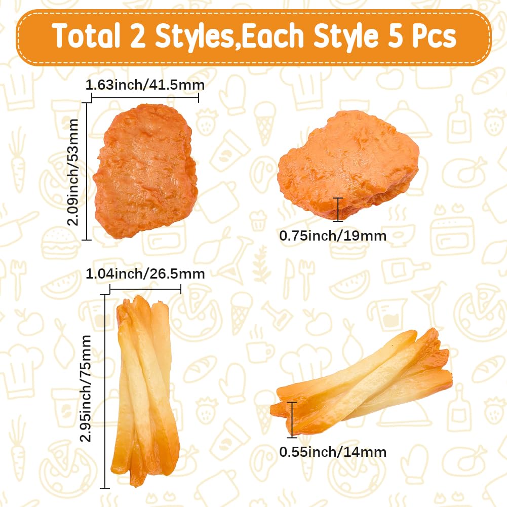 SUNNYCLUE 10 pièce de Faux Poulet Frit Artificiel Modèle de Frites Artificielles Nuggets de Poulet Frit en Plastique Fausses Frites Accessoire de Décoration pour la Maison la Cuisine les Fêtes et la P