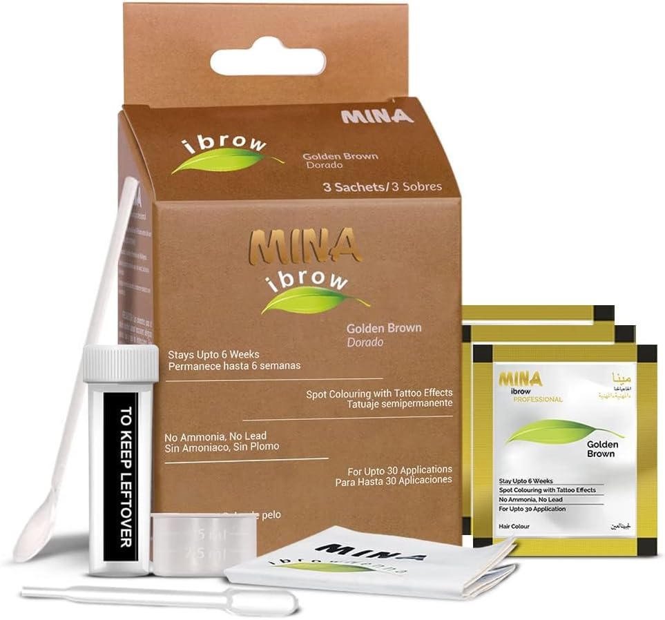 MinaiBrow MINA ibrow Henna Regular Pack & Coloring tint kit up to 6 week (Golden Brown)