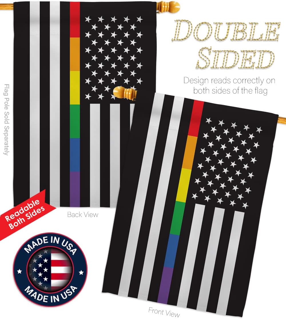 Americana Home & Garden US Rainbow Thin Line House Flag Eagle Set Support Pride Love LGBT Gay Bisexual Pansexual Transgender Decoration Banner Small Garden Yard Gift Double-Sided, Made in USA