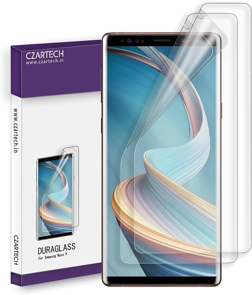 CZARTECH 2-Pack Screen Guard for Samsung Galaxy Note 9 (Transparent) Screen Protector Full Screen Coverage with Easy Installation Kit
