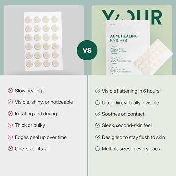 YOUR Improving Acne Patches: Professional Hydrocolloid Pimple Patch for Face; Ultra-Thin, Purifies & Alleviates Stubborn Blemishes, Promotes Healing, Effective Zit Treatment. Made in USA. 56 Count