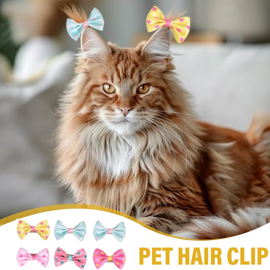 WUSJCOF 6 Pièces Barrettes pour Chiens, Accessoires de Toilettage Bowknot pour Poils de Petit Chien, Accessoires pour Chien, pour Chat Fille (Pour Chiens et Chats de Taille Moyenne)