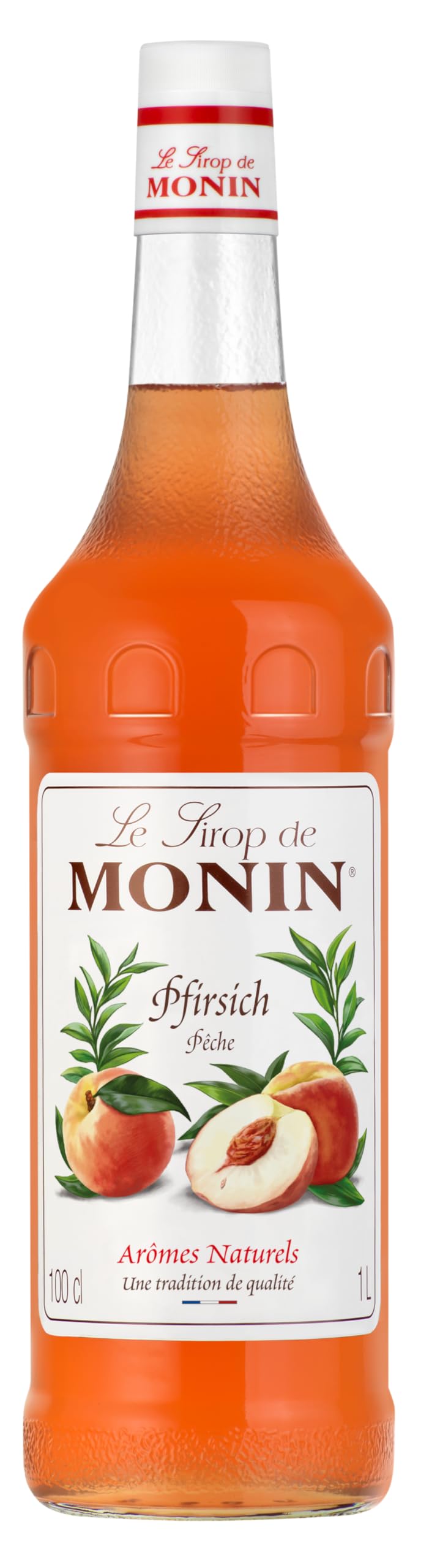 Monin Sirup Pfirsich (1 x 1,0l) - Aromatische Ergänzung für Cocktails und Desserts - Erfrischender Genuss mit natürlichem Pfirsichgeschmack